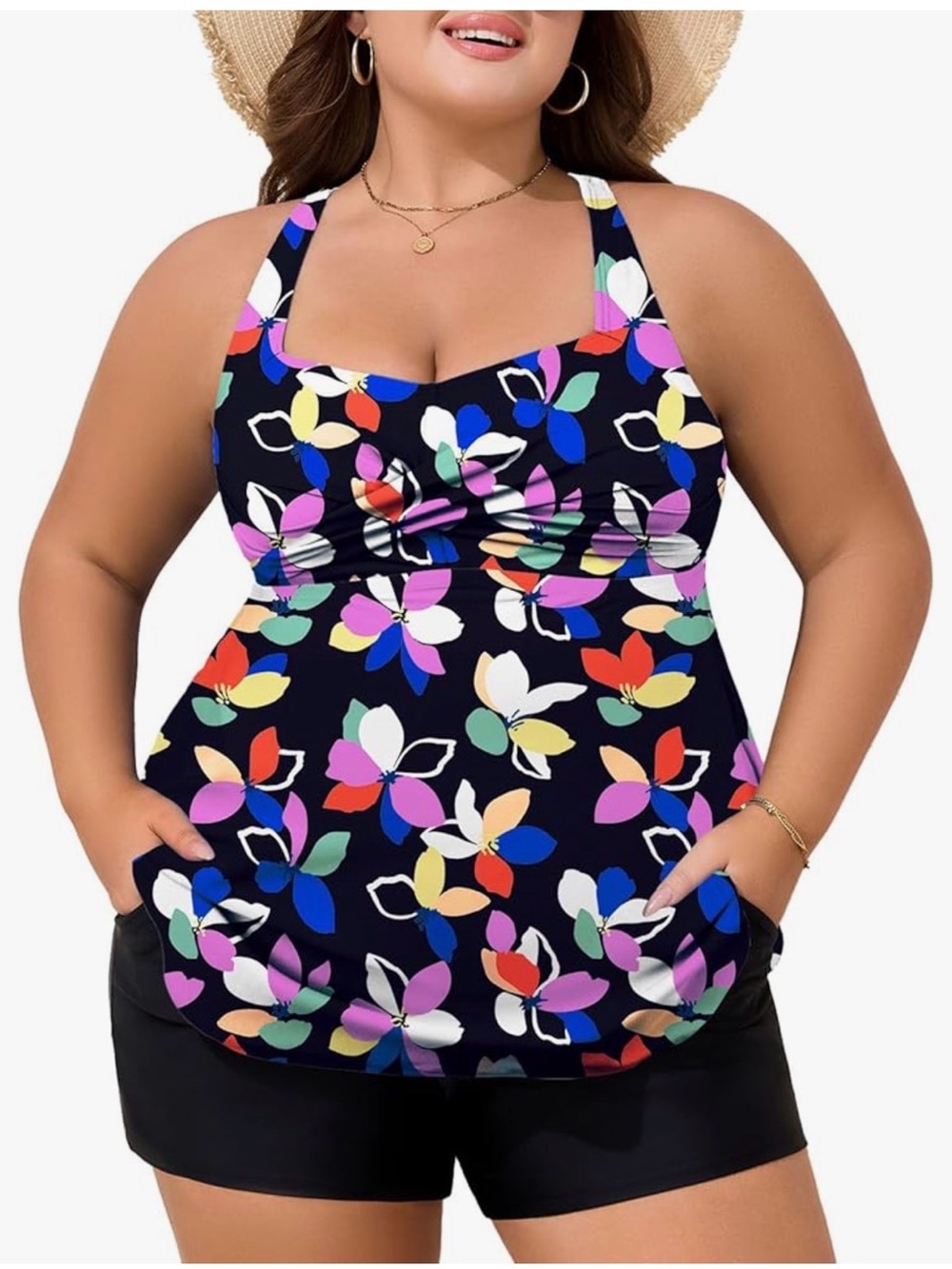 Plus Size Floral Tankini Top